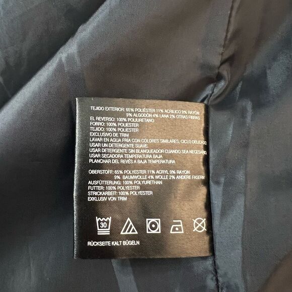 Collection B Navy Blue Speckled Velvet Trim Coat Size Large - Picture 11 of 12